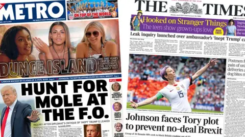 Front pages for 8 July 2019