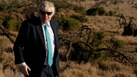 AFP Boris Johnson watches elephants graze at the Lewa wildlife conservancy, sprawling over the Laikipia plains, in northern Kenya, on March 17, 2017