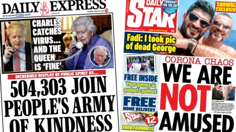 Front pages of the Daily Express and the Daily Star