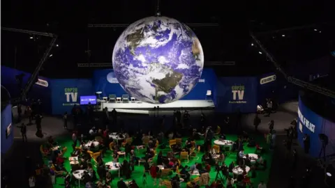 European Pressphoto Agency Attendees in the Blue Zone during the COP26 climate talks in in Glasgow