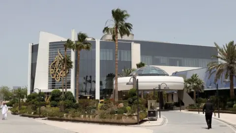 Getty Images This picture taken on May 11, 2022 shows a view of the main headquarters of Qatari news broadcaster Al Jazeera in the capital Doha. -
