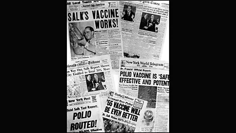Salk’s polio vaccine breakthrough made headlines worldwide (March of Dimes/Wikimedia Commons)