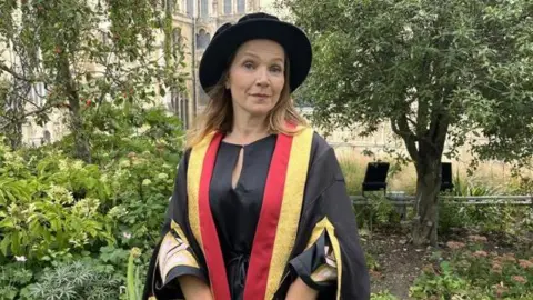 BBC Jessica Hynes in graduation outfit 