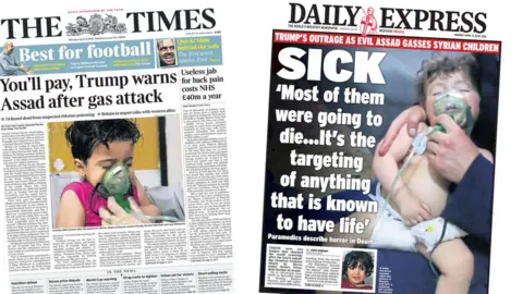 Times, Daily Express Times and Daily Express front pages - 09/04/18