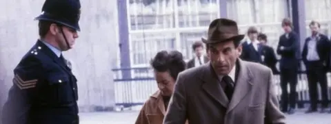 Jeremy Thorpe arriving at the Old Bailey in 1979 for his trial on charges of conspiracy to murder