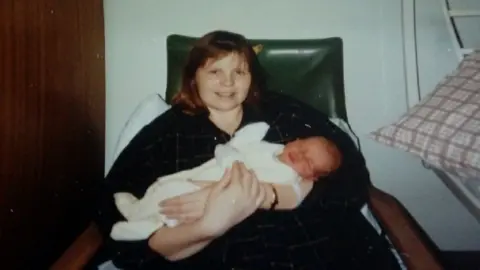 Family photo Sarah Hayes and her baby shortly after his birth
