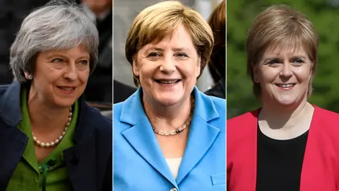 Reuters/EPA/Getty Theresa May, Angela Merkel and Nicola Sturgeon