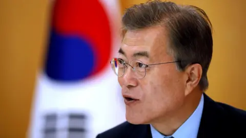 Reuters South Korean President Moon Jae-in speaks during an interview with Reuters at the Presidential Blue House in Seoul, South Korea June 22, 2017.