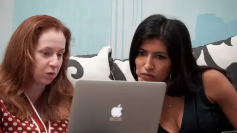 Leila Janah, right, was at first criticised for wanting to outsource jobs away from the US