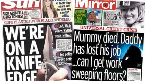 The Sun and the Mirror front pages