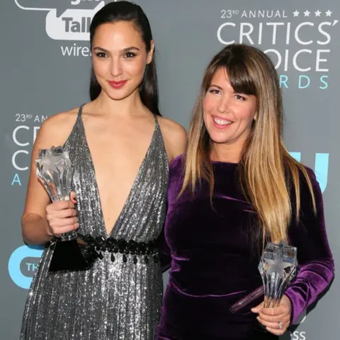 JEAN-BAPTISTE LACROIX/AFP/Getty Images Actress Gal Gadot and Director Patty Jenkins, winner of Best Action Movie for 'Wonder Woman' pose in the 23rd annual Critics' Choice Awards Press Room