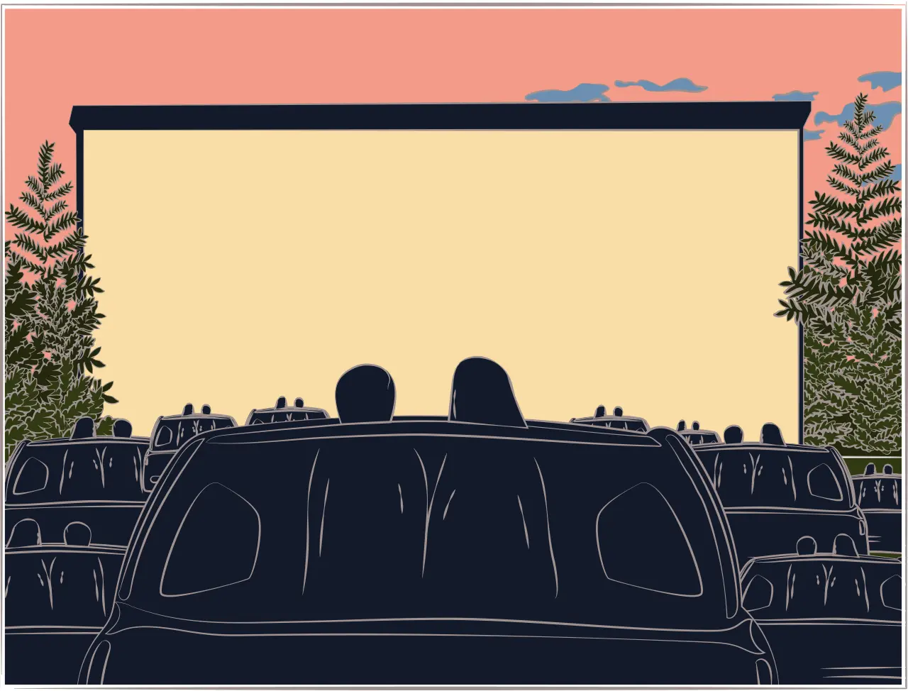 Illustration of a drive-in cinema