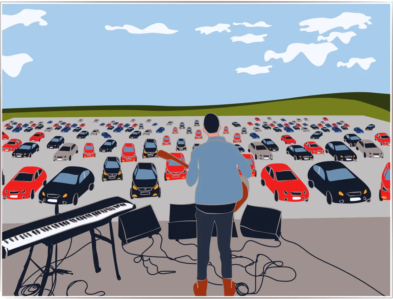 Illustration of a drive-in gig