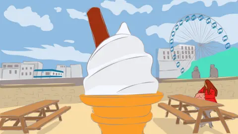 BBC Illustration of an ice cream at the British seaside