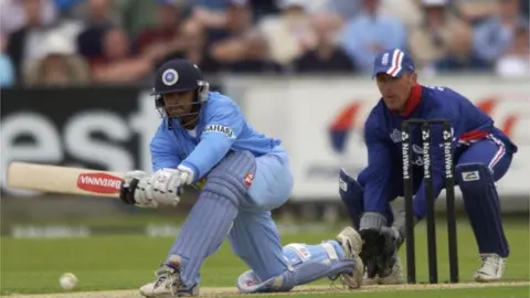 Getty Images Rahul Dravid of India during the match between England and India in the NatWest One Day Series at Chester Le Street, Durham, England on July 4, 2002.