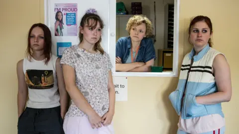 Molly Windsor, Liv Hill, Maxine Peake and Ria Zmitrowicz in Three Girls