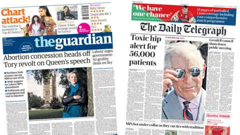 Guardian/Telegraph front page