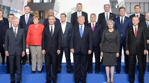 Getty Images World leaders at a Nato summit in May