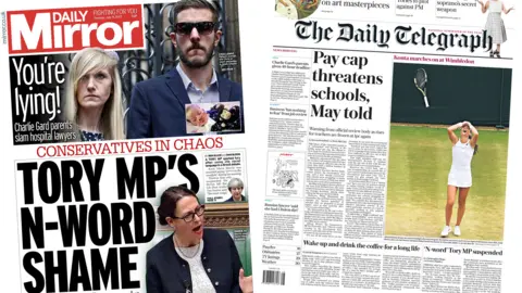 Mirror and Telegraph front pages