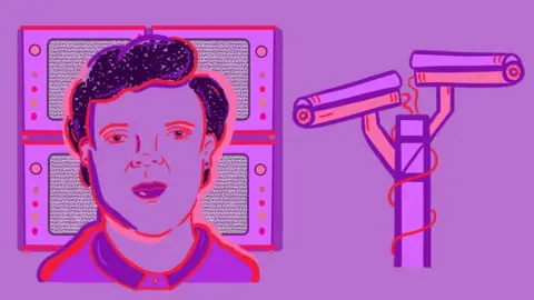Hannah Eachus Illustration of Marie Van Brittan Brown and CCTV cameras