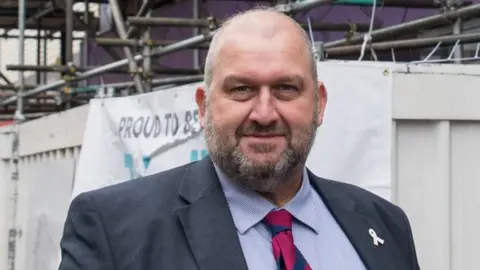Rhondda Cynon Taf council Carl Sargeant visiting a regeneration project in Pontypridd