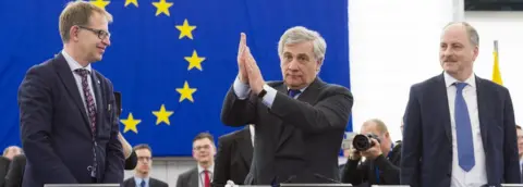 European Parliament Antonio Tajani thanks fellow MEPs for electing him European Parliament President