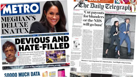 Metro, Daily Telegraph Metro and Daily Telegraph front pages for 02/02/18