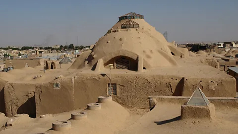 The mud-brick ceiling of Kashan bazaar. (Marian Reid)