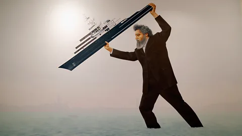 Getty Images Jeremy Deller’s installation at the Venice biennale depicts William Morris throwing a superyacht into the lagoon (Credit: Getty Images)