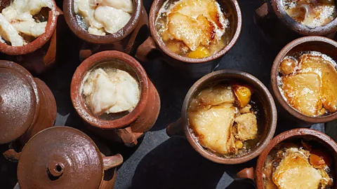 Simon Urwin Piti is one of Azerbaijan's most popular dishes: a slow-cooked stew of lamb, chickpeas, saffron and lamb-tail fat served in clay pots (Credit: Simon Urwin)