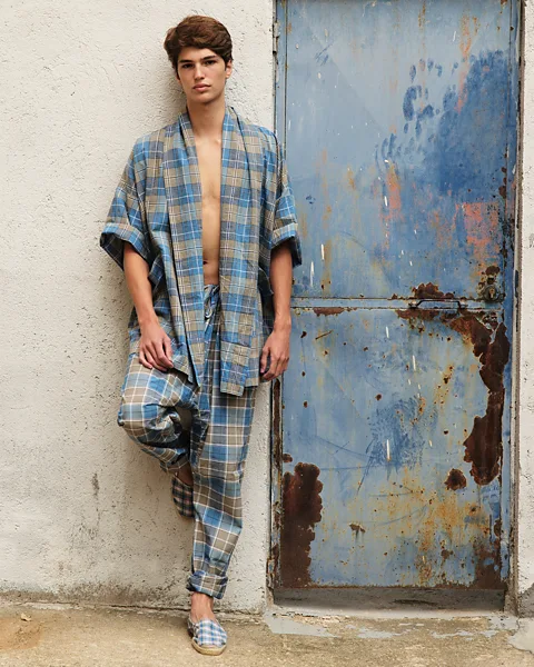 David Pattinson / @travelight Madras check is increasingly popular with designers, including Kavita Parmar, who has incorporated it into her collection (Credit: David Pattinson / @travelight)