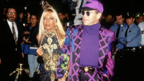 Getty Images Donatella Versace and Elton John