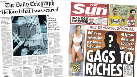 Daily Telegraph, Sun Daily Telegraph and Sun front pages for 25/10/18
