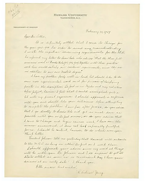 University of Chicago Library A letter that Young wrote to her supervisor Frank Lillie in 1929, shortly before failing her exam (Credit: University of Chicago Library)