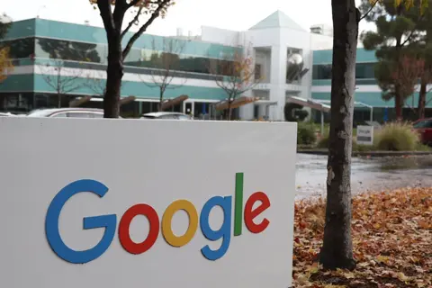 Getty Images A Google sign is pictured in front of Googleplex headquarters at Mountain View in California on 19 December 2023