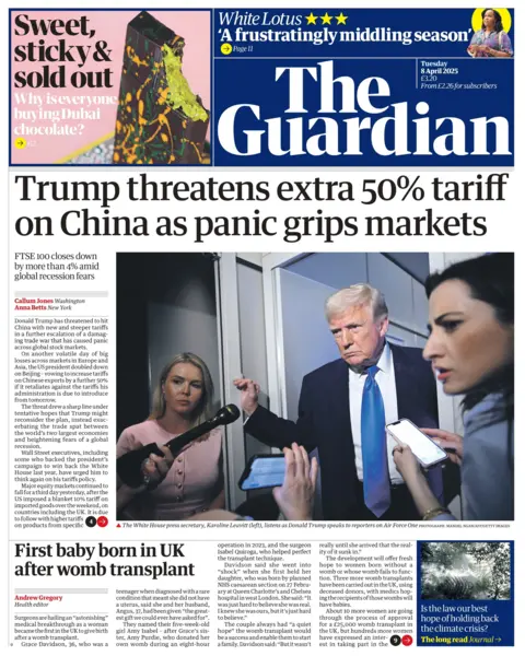 Guardian: Trump threatens additional 50% tariffs on China over retaliatory levies