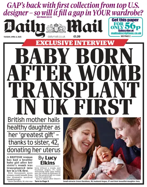 Daily Mail: Baby born after womb transplant in UK first
