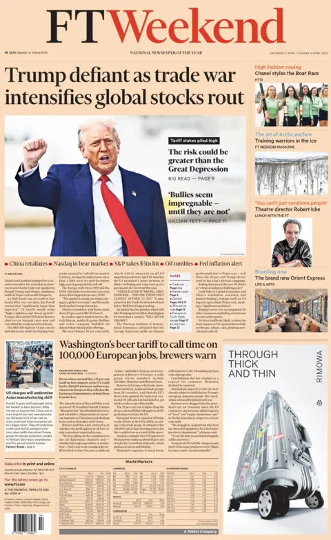 The front page of the Financial Times 